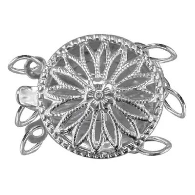 Sterling Silver 3 Row Round Fancy Clasp, 12mm