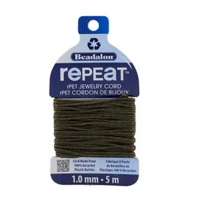 Beadalon rePEaT 100% Recycled Braided Cord, 8 Strand, 1mm X 5m, Earth