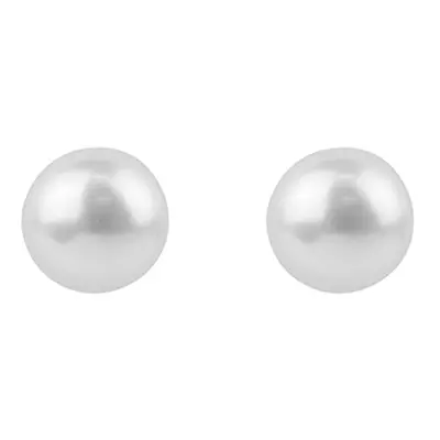 Sterling Silver 8mm-9mm Button White Pearl Studs