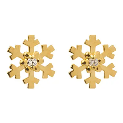 9ct Yellow Gold Snowflake Stud Earrings Set With Cubic Zirconia