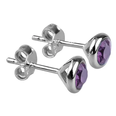 Sterling Silver Earrings February Birthstone 4mm Amethyst Crystal