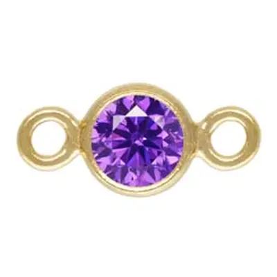 Gold Filled Cubic Zirconia Bezel Connector 3.0mm Amethyst