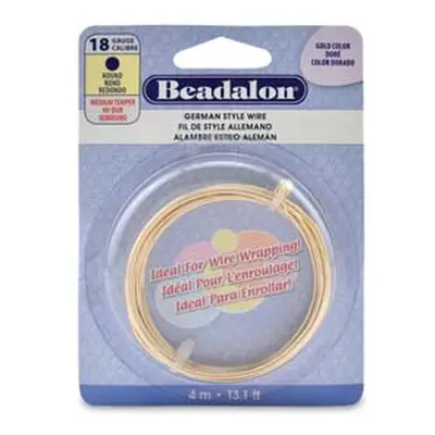 Beadalon German Style Wire, Round, Gold Colour, 18 Gauge, 1.02mm X 4m