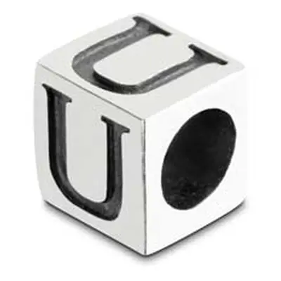 Sterling Silver Letter U 5mm Cube Charm Pack of 3