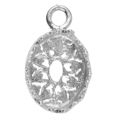 Sterling Silver Oval Filigree Bezel Cup 9mm X 7mm