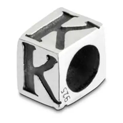 Sterling Silver Letter K 5mm Cube Charm Pack of 3