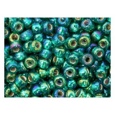 Miyuki 8/0 Round Seed Beads Silver Lined Emerald Ab 22g Tube, Miyuki Code 1017