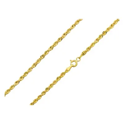 9ct Yellow Gold 2.6mm Hollow Sparkle Rope Chain 18&quot;/45cm Hallmarked