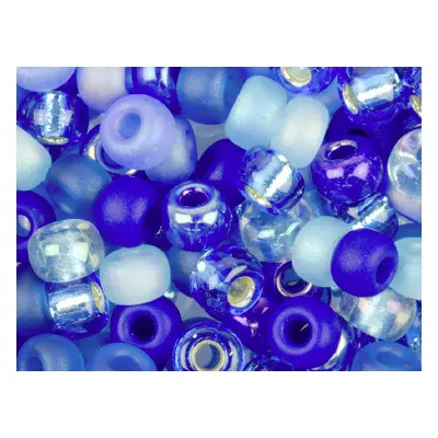 Miyuki 6/0 Round Seed Beads Mix Blue Tones 20g Tube, Miyuki Code 6-9mix02-tube