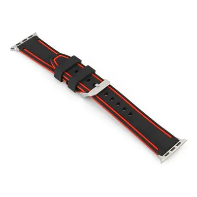 Black And Red Dual Tone Silicone Strap For Apple Watch, Compatible With 38/40/41mm Models