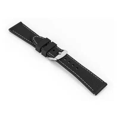 Black And Grey Stitched Silicone Strap With Quick Release 24mm