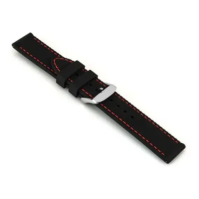 Black And Red Stitched Silicone Strap With Quick Release 20mm