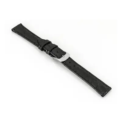 Black Italian Genuine Crocodile Leather Watch Strap 18mm