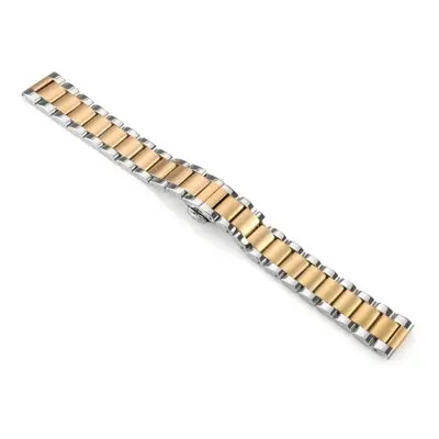 Dual Tone Stainless Steel And Gold Watch Strap With Centre Clasp 18mm