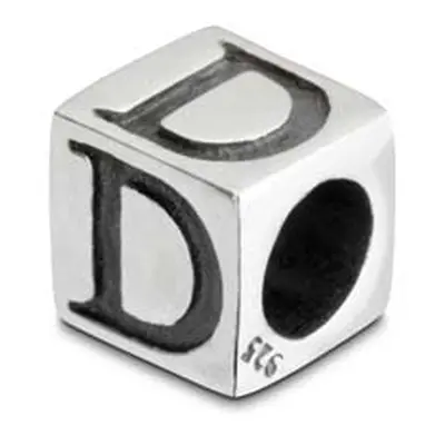 Sterling Silver Letter D 5mm Cube Charm Pack of 3