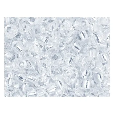 Miyuki 8/0 Round Seed Beads Silver Lined Crystal 22g Tube, Miyuki Code 1