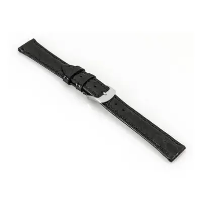 Black Italian Genuine Crocodile Leather Watch Strap 16mm