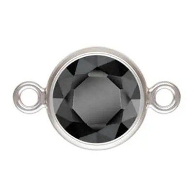 Sterling Silver Cubic Zirconia Bezel Connector, Black, 6mm