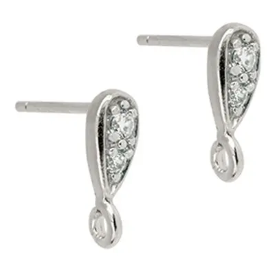 Sterling Silver Stone Set Ear Stud With Ring Pack of 2