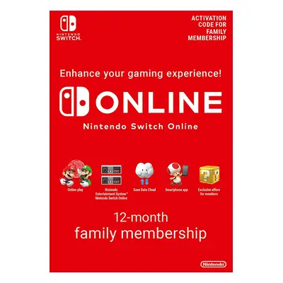 Nintendo Switch Online 12 Month Family Membership EU for Switch - Nintendo eShop Download Code