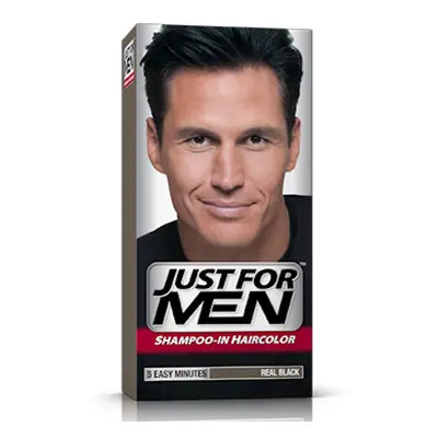 JUST FOR MEN SHAMPOO IN HAIR COLOUR (Real Black) 1 Application