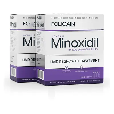 FOLIGAIN MINOXIDIL 2% HAIR REGROWTH TREATMENT For Women (12 fl oz) 360ml 6 Month Supply