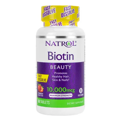 BIOTIN BEAUTY 10""000mcg (Maximum Strength"" Fast Dissolve) (Strawberry) 60 Tablets