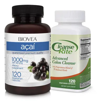 CLEANSE-RITE ADVANCED COLON CLEANSE & ACAI BERRY 1000mg VALUE PACK