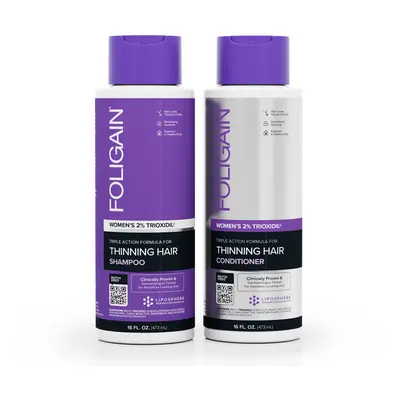 FOLIGAIN HAIR REGROWTH SHAMPOO For Women with 2% Trioxidil® (16oz) 473ml + FOLIGAIN HAIR REGROWT