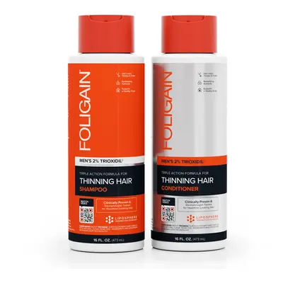 FOLIGAIN HAIR REGROWTH SHAMPOO For Men with 2% Trioxidil® (16oz) 473ml + FOLIGAIN HAIR REGROWTH 