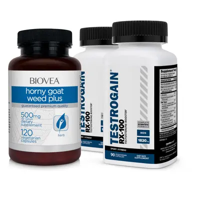 TESTROGAIN RX-100 & HORNY GOAT WEED PLUS VALUE PACK