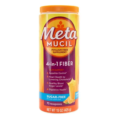 METAMUCIL 4-in-1 PSYLLIUM FIBER SUPPLEMENT (Sugar-Free"" Orange) (15oz) 425g