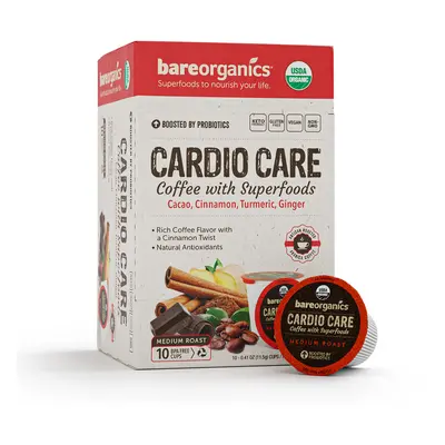 BareOrganics CARDIO CARE COFFEE (Organic) with Superfoods and Probiotics (Keurig® K-Cup® Compati