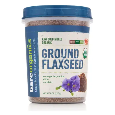 BareOrganics COLD MILLED GROUND FLAXSEED (Raw Cold Milled Organic) (8oz) 227g