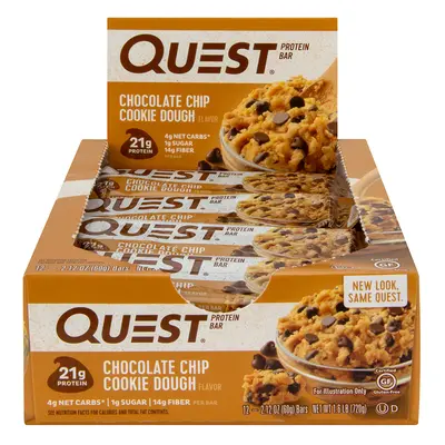 QUEST NUTRITION PROTEIN BAR (Chocolate Chip Cookie Dough) (Keto) 12 Bars