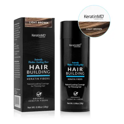 KeratinMD HAIR BUILDING FIBERS (Light Brown) 60 Day Supply 28g