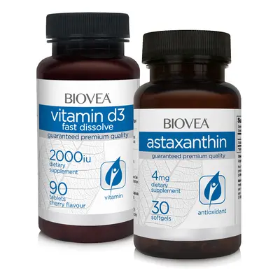 VITAMIN D3 2000 IU (Fast Dissolve) + ASTAXANTHIN 4mg (Immune Support) VALUE PACK