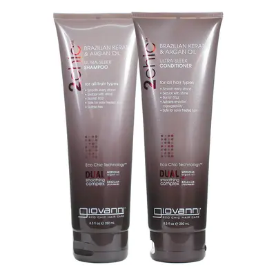 2CHIC BRAZILIAN KERATIN & ARGAN OIL ULTRA-SLEEK SHAMPOO & CONDITIONER VALUE PACK