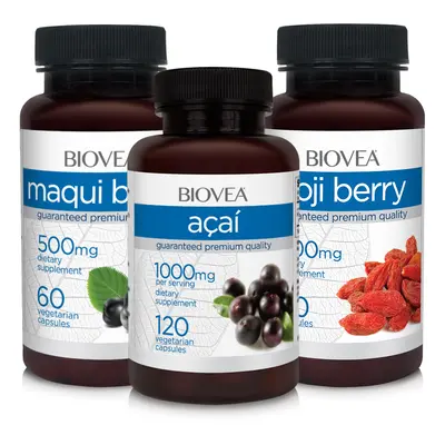 ACAI BERRY 1000mg + MAQUI BERRY 500mg + GOJI BERRY 600mg SUPER ANTIOXIDANT VALUE PACK