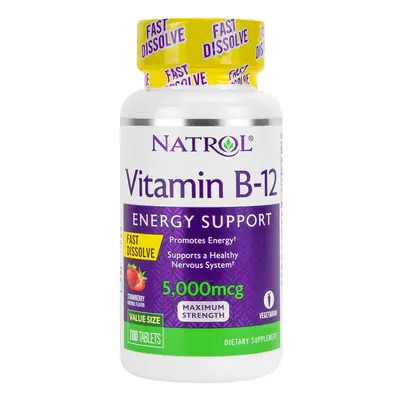 VITAMIN B-12 ENERGY SUPPORT 5000mcg (Maximum Strength"" Fast Dissolve) (Strawberry) 100 Tablets