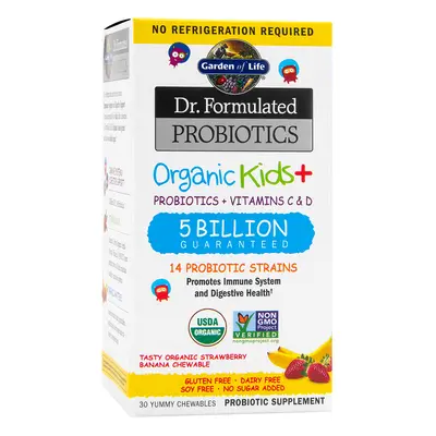 DR FORMULATED PROBIOTICS ORGANIC KIDS+ 5 Billion CFU (Strawberry Banana) 30 Chewables