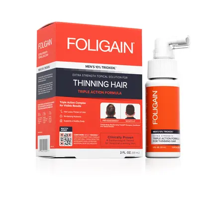 FOLIGAIN TRIPLE ACTION TREATMENT FOR THINNING HAIR For Men with 10% Trioxidil® (2 fl oz) 59ml 1 