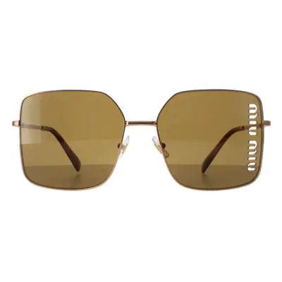 Miu Miu Sunglasses MU51YS 7OE01T Antique Gold Dark Brown