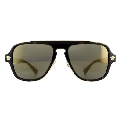 Versace Sunglasses VE2199 12524T Dark Havana Dark Grey Mirror Gold