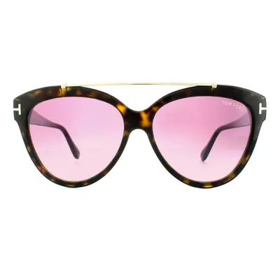 Tom Ford Sunglasses 0518 Livia 52Z Dark Havana Gradient Mirror Violet