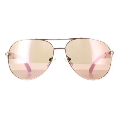 Guess Sunglasses GU7295 28G Shiny Rose Gold Brown Mirror