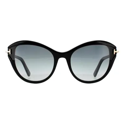 Tom Ford Sunglasses Leigh FT0850 01B Shiny Black Smoke Gradient