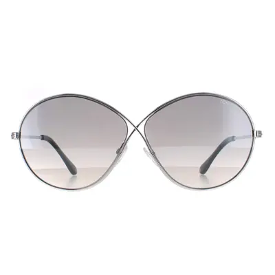 Tom Ford Sunglasses 0564 Rania 02 18C Shiny Rodium Smoke Grey Mirror