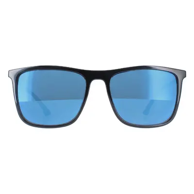 Police Sunglasses SPL770M Vibe 1 Z42B Shiny Black Smoke Mirror Blue