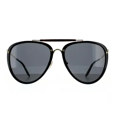 Gucci Sunglasses GG0672S 001 Shiny Black and Gold Grey